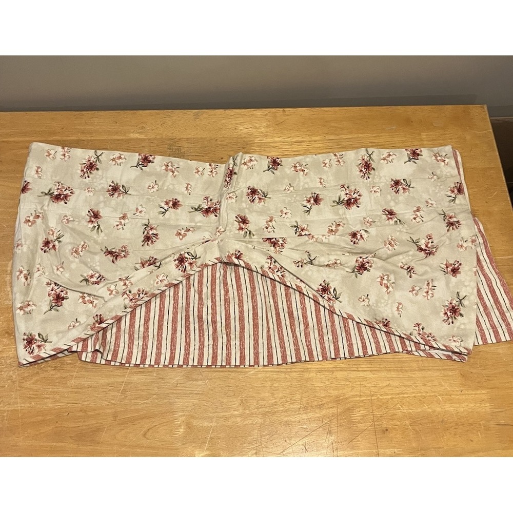 Waverly Home Classic Fairfield Red Floral Stripe Valance Draped Pleat 72x16"‎